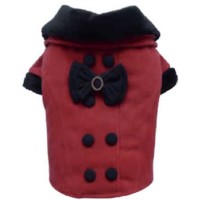 Doggy Dolly κόκκινο fleece παλτό με φιόγκο για χειμερινές εξόδους