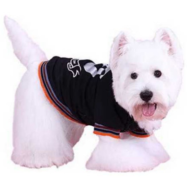 Doggy Dolly μπλούζα big black μαύρη μπλούζα με κουκούλα, στάμπα και ριγέ χρωματιστά μανίκια