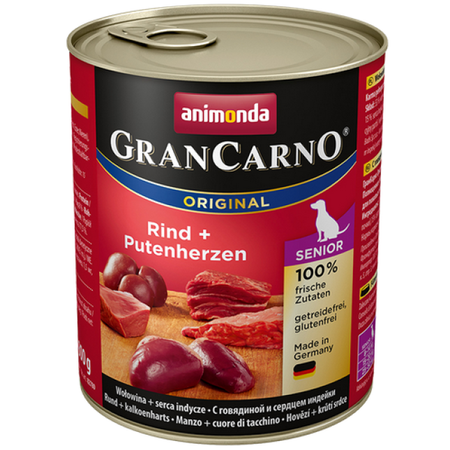 Animonda Gran Carno Senior με βοδινό,καρδιά γαλοπούλας & κοτόπουλο