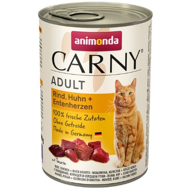 Animonda Carny Adult κονσέρβα με Βοδινό & Κοτόπουλο & Καρδιές πάπιας των 200gr, 400gr και 800gr Animonda Carny Adult κονσέρβα με Βοδινό & Κοτόπουλο & Καρδιές πάπιας των 200gr, 400gr και 800gr