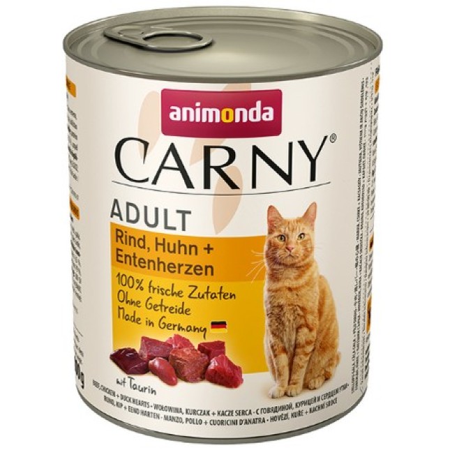 Animonda Carny Adult κονσέρβα με Βοδινό & Κοτόπουλο & Καρδιές πάπιας των 200gr, 400gr και 800gr Animonda Carny Adult κονσέρβα με Βοδινό & Κοτόπουλο & Καρδιές πάπιας των 200gr, 400gr και 800gr