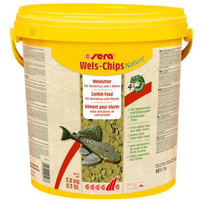 Sera Wels-Chips nature, βασική τρoφή για ψάρια βυθού, όπως Ancistrus και plecos