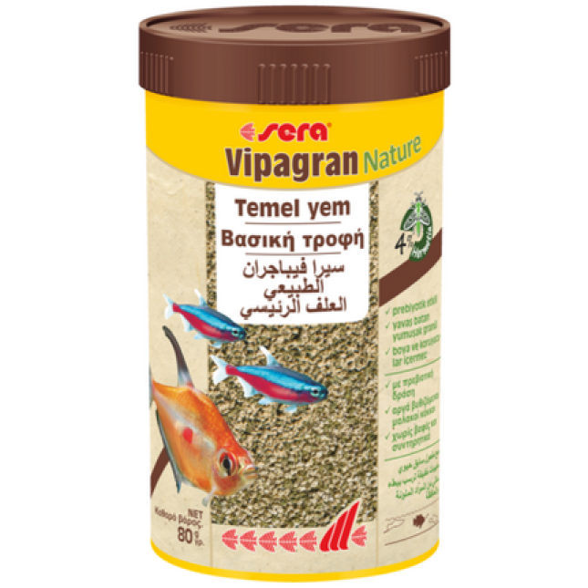 Sera Vipagran Nature βασική τροφή σε μαλακούς κόκκους για ψάρια που τρώνε στα μεσαία στρώματα νερού Sera Vipagran Nature βασική τροφή σε μαλακούς κόκκους για ψάρια που τρώνε στα μεσαία στρώματα νερού