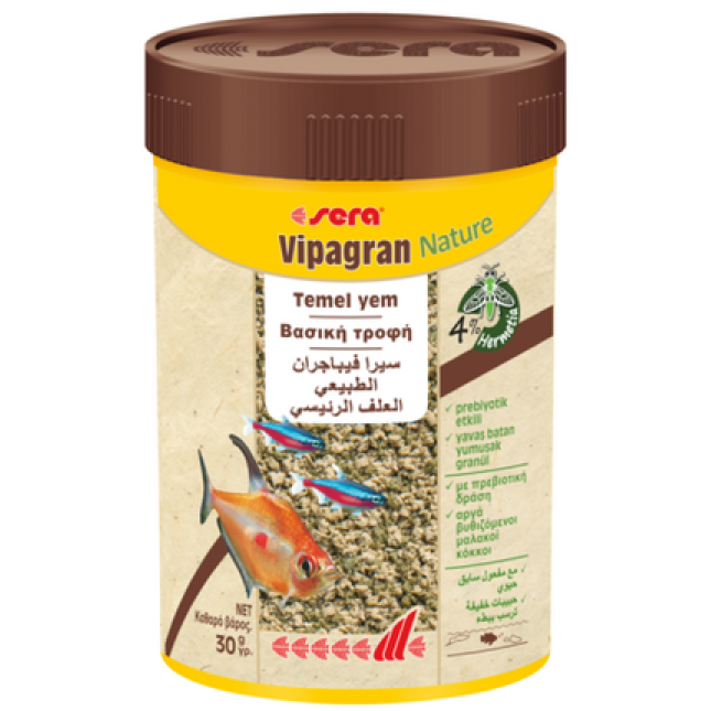 Sera Vipagran Nature βασική τροφή σε μαλακούς κόκκους για ψάρια που τρώνε στα μεσαία στρώματα νερού Sera Vipagran Nature βασική τροφή σε μαλακούς κόκκους για ψάρια που τρώνε στα μεσαία στρώματα νερού