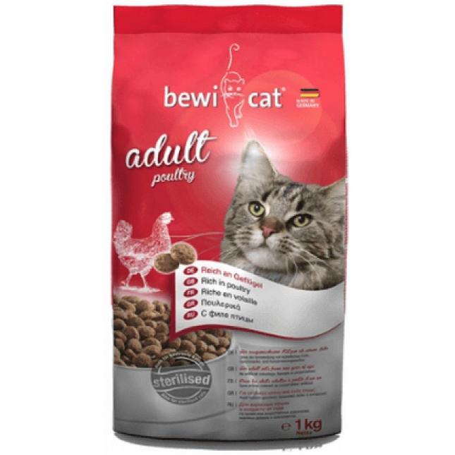 Bewi adult poultry τροφή για ενήλικες & στειρωμένες γάτες από 1 έτους,πλούσια σε πουλερικά