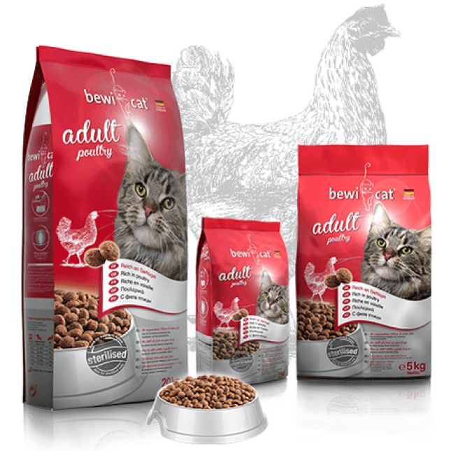 Bewi adult poultry τροφή για ενήλικες & στειρωμένες γάτες από 1 έτους,πλούσια σε πουλερικά Bewi adult poultry τροφή για ενήλικες & στειρωμένες γάτες από 1 έτους,πλούσια σε πουλερικά