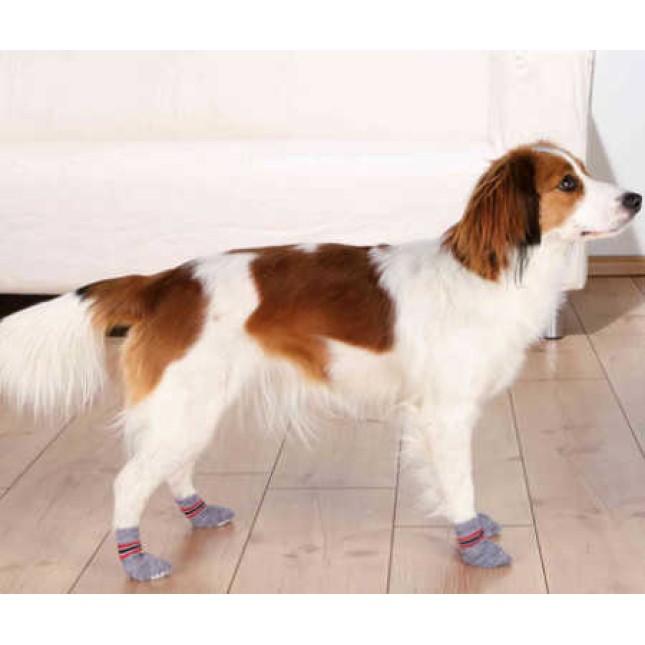 Trixie γκρι βαμβακερές αντιολισθητικές κάλτσες χάρις των σημείων από καουτσούκ, σετ 2 τεμαχίων