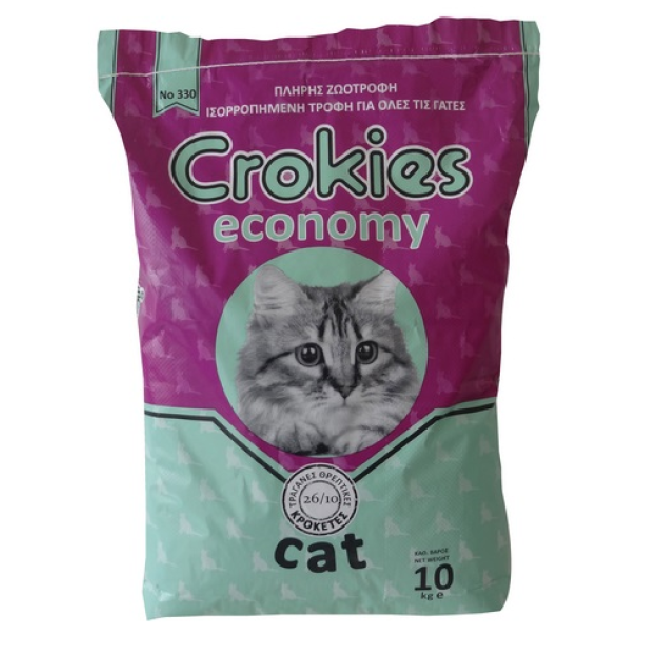 nutripet's γατοτροφή crokies 330 economy cat 26/10 10kg