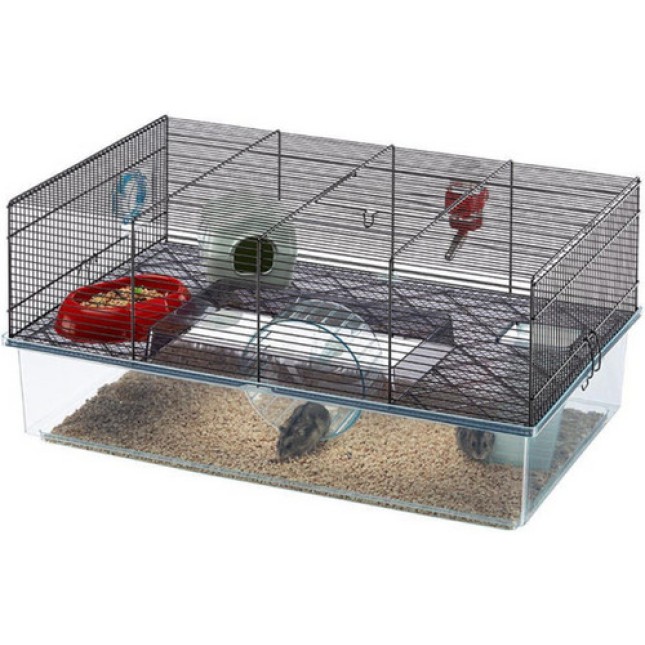 Ferplast favola μαύρο κλουβί για χάμστερ και ποντίκια , με πλαστική βάση 60x36,5x30cm