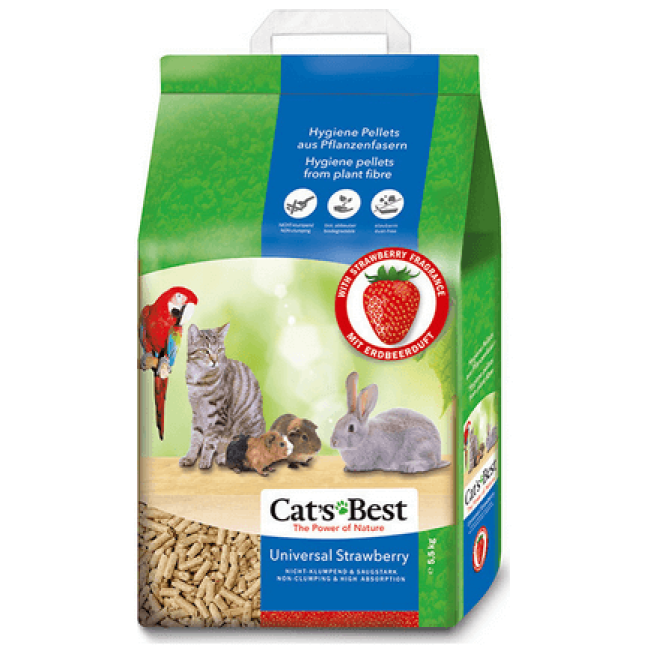 Cat's best υπόστρωμα από βιοδιασπώμενα pellets από φυτικές ίνες ξύλου με φυσικό άρωμα φράουλας 5,5kg Cat's best υπόστρωμα από βιοδιασπώμενα pellets από φυτικές ίνες ξύλου με φυσικό άρωμα φράουλας 5,5kg