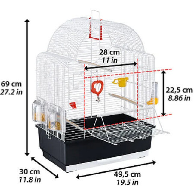 Ferplast κλουβί Ibiza Open λευκό για τα καναρίνια και τα εξωτικά πουλιά 49,5x30x69cm