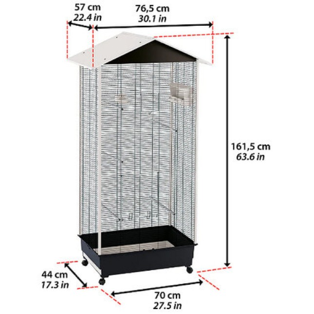 Ferplast κλουβί Aviary Nota μαύρο 76,5x57x161,5cm