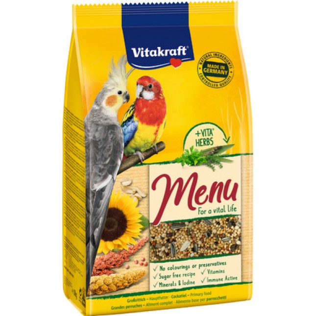 Vitakraft menu-βασική τροφή μεσαίους παπαγάλους με μέλι 1kg