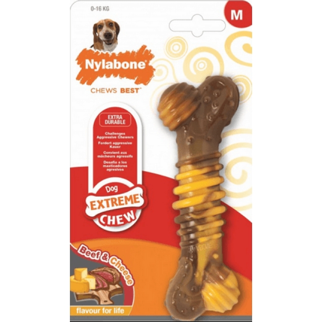 Nylabone κόκκαλο υπερ-ανθεκτικό chew texture bone stek & cheese Nylabone κόκκαλο υπερ-ανθεκτικό chew texture bone stek & cheese