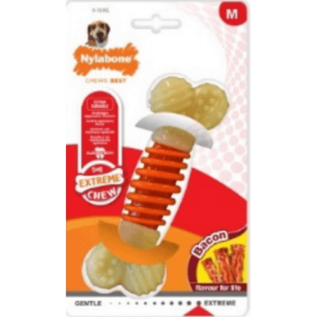 Nylabone σκληρό κόκκαλο με γεύση μπέικον action