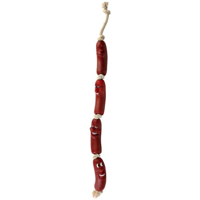 Trixie παιχνίδι λουκάνικα (4) σε σχοινί 75cm Trixie παιχνίδι λουκάνικα (4) σε σχοινί 75cm