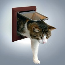 Trixie πόρτα γάτας 4 way με τούνελ 21x21cm καφέ Trixie πόρτα γάτας 4 way με τούνελ 21x21cm καφέ