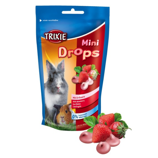 trixie λιχουδιά τρωκτικών mini drops φράουλα 75 gr.