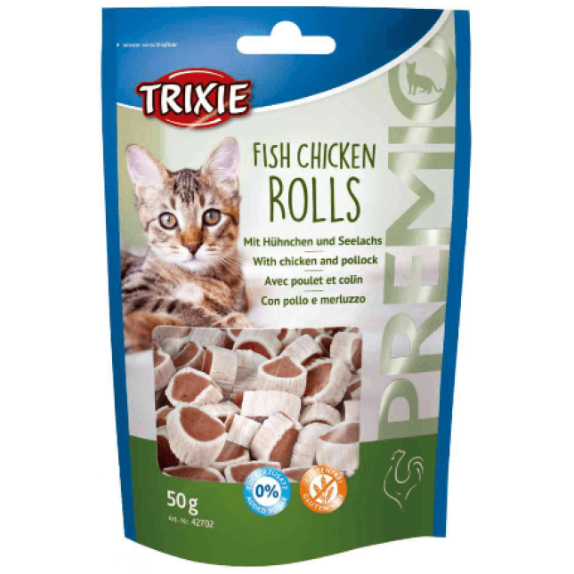 Trixie λιχουδιά premio rolls κοτοπ/μπακαλιάρο για γάτες 50gr