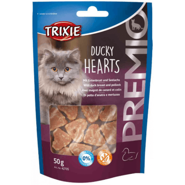 Trixie λιχουδιά premio hearts πάπια/μπακαλιάρο για γάτες 50gr Trixie λιχουδιά premio hearts πάπια/μπακαλιάρο για γάτες 50gr