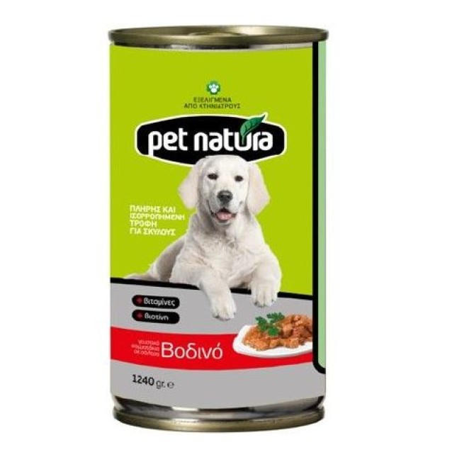 PET NATURA ΚΟΝΣΕΡΒΑ ΣΚΥΛΟΥ ΜΕ ΒΟΔΙΝΟ 1240gr