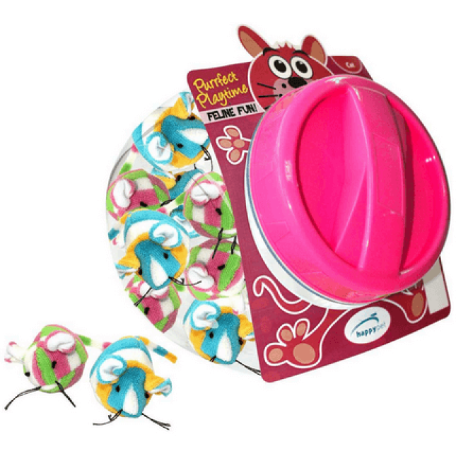 Happypet Candy stripe mice toy jar,παιχνίδι πάνινο ποντικάκι