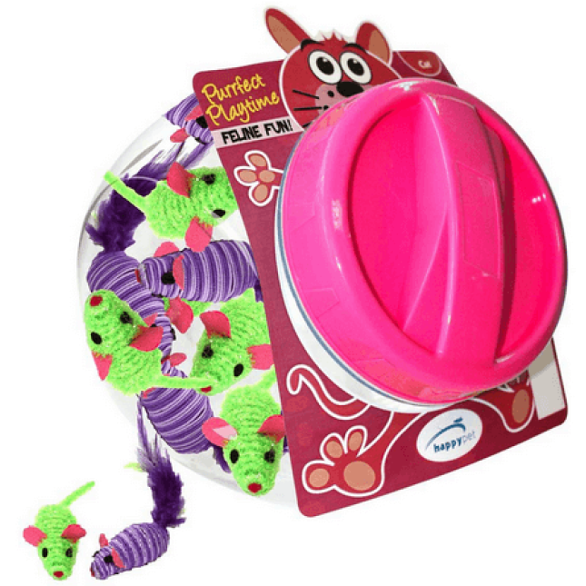 Happypet Fiesta mice cat toy jar,παιχνίδι γάτας λούτρινο ποντικάκι 6x3cm