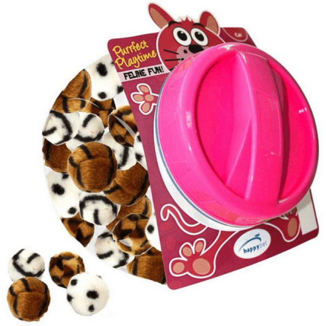 Happypet Fuzzeez cat toy jar,παιχνίδι γάτας λούτρινη μπάλα