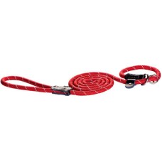 Rogz dogz οδηγός-πνίχτης rope moxon lead κόκκινο με ανακλαστικές ραφές με μια άνετη στρογγυλή λαβή