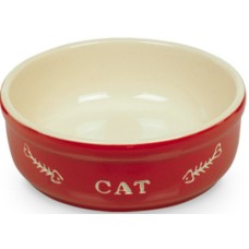 Nobby Κεραμικό Πιάτο Γάτας, CAT κόκκινο-μπεζ Ø13,5x5cm, 250ml