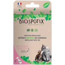 Biogance Biospotix cat spot on μη τοξικό αντιπαρασιτικό είναι αποτελεσματικό βασίζεται στη Γερανιόλη