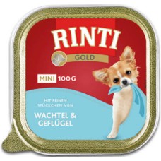 Finnern Rinti Gold πλήρης τροφή για ενήλικους σκύλους μικρόσωμων φυλών με ορτύκι & πουλερικά 100gr
