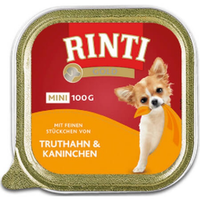 Finnern Rinti Gold πλήρης τροφή για ενήλικους σκύλους μικρόσωμων φυλών με γαλοπούλα & κουνέλι 100gr