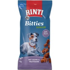 Finnern Rinti extra bitties σνακ χωρίς ζάχαρη για ηλικιωμένους σκύλους με κοτόπουλο & γαλόπουλα 75g