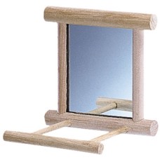 NOBBY ξύλινος καθρέφτης με πάτηθρο 10x10x10cm