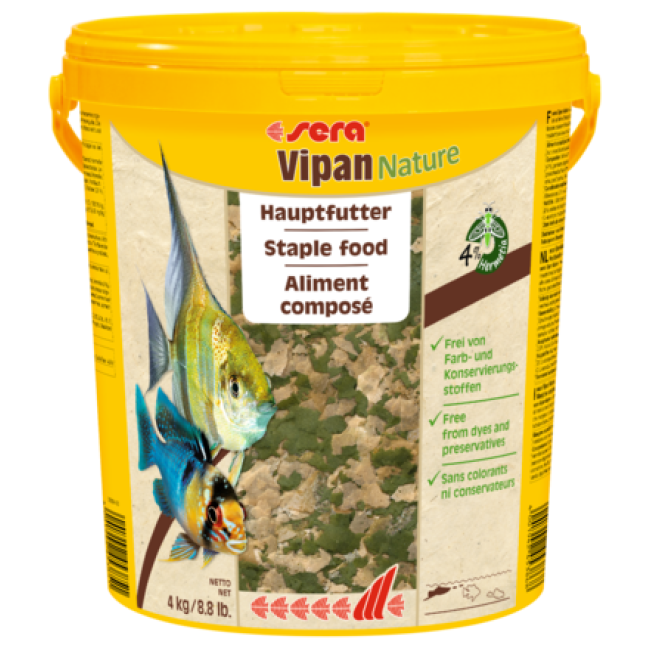 Sera Vipan βασική τροφή σε επιπλέουσες νιφάδες χωρίς βαφές και συντηρητικά για ψάρια επιφάνειας
