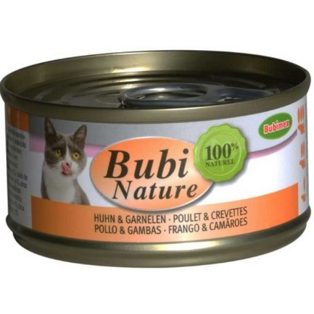 Bubimex Bubi Nature κονσέρβα με κοτόπουλο & γαρίδες χωρίς βαφές και συντηρητικά 70gr