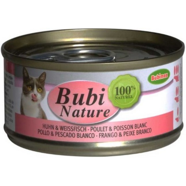 Bubimex Bubi Nature κονσέρβα με κοτόπουλο & λευκό ψάρι χωρίς βαφές και συντηρητικά 70gr