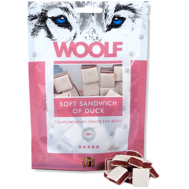 Woolf Ντελικάτο σάντουιτς με τρυφερή πάπια 100gr για σκύλους Woolf Ντελικάτο σάντουιτς με τρυφερή πάπια 100gr για σκύλους