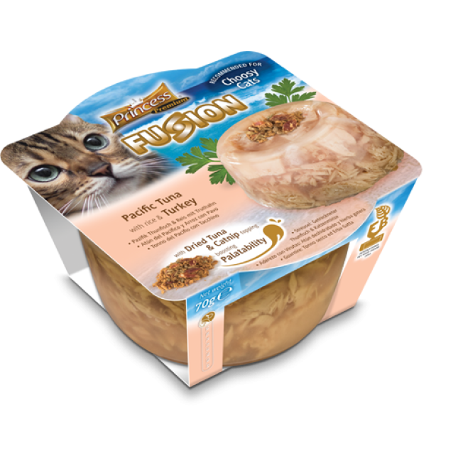 Princess Fusion pacific tuna, rice, turkey 70gr Princess Fusion pacific tuna, rice, turkey 70gr