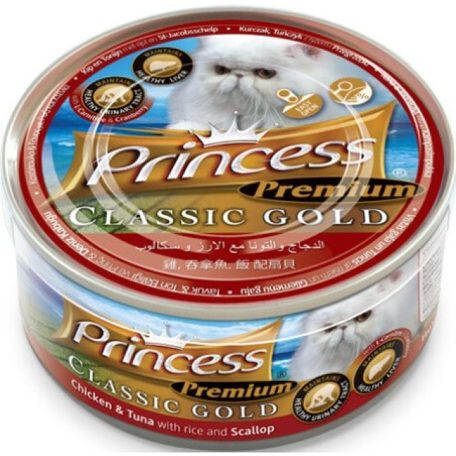 Princess Κοτόπουλο, Τόνος, Ρύζι, Χτένια - 170g Για συκώτι και ουροποιητικό Princess Κοτόπουλο, Τόνος, Ρύζι, Χτένια - 170g Για συκώτι και ουροποιητικό