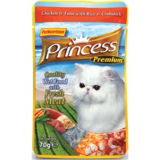 Princess τροφή γάτας φακελάκια (κοτόπουλο/ τόνος/καβούρι) 70g