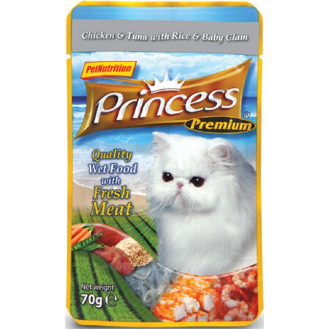 Princess τροφή γάτας φακελάκια(κοτόπουλο/ τόνος/ μύδια) 70g
