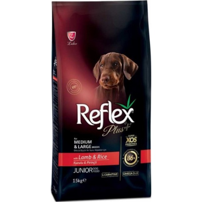 Lider Reflex plus τροφή για κουτάβια μεσαίων και μεγαλόσωμων φυλών, αρνί 15kg Lider Reflex plus τροφή για κουτάβια μεσαίων και μεγαλόσωμων φυλών, αρνί 15kg