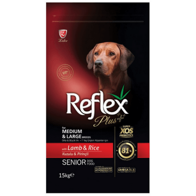 Lider Reflex plus medium/large για ηλικιωμένους σκύλους, αρνί 15kg