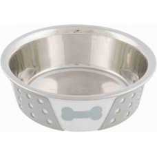 Trixie πιάτο μεταλλικό με σιλικόνη 0.4lt /14cm άσπρο/γκρι Trixie πιάτο μεταλλικό με σιλικόνη 0.4lt /14cm άσπρο/γκρι
