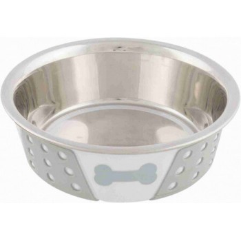 Trixie πιάτο μεταλλικό με σιλικόνη 0.4lt /14cm άσπρο/γκρι Trixie πιάτο μεταλλικό με σιλικόνη 0.4lt /14cm άσπρο/γκρι