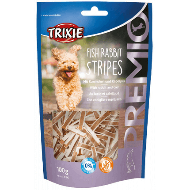 Trixie λιχουδιές premio stripes ψάρι/κουνέλι 100gr Trixie λιχουδιές premio stripes ψάρι/κουνέλι 100gr