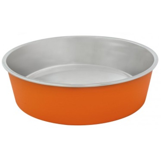 Duvo πιάτο σκύλου ανοξείδωτο & πλαστικό, πορτοκαλί O20cm