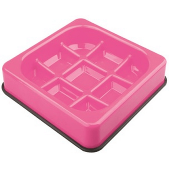 M-pets πιάτο πλαστικό waffle-slow feed bowl- ροζ